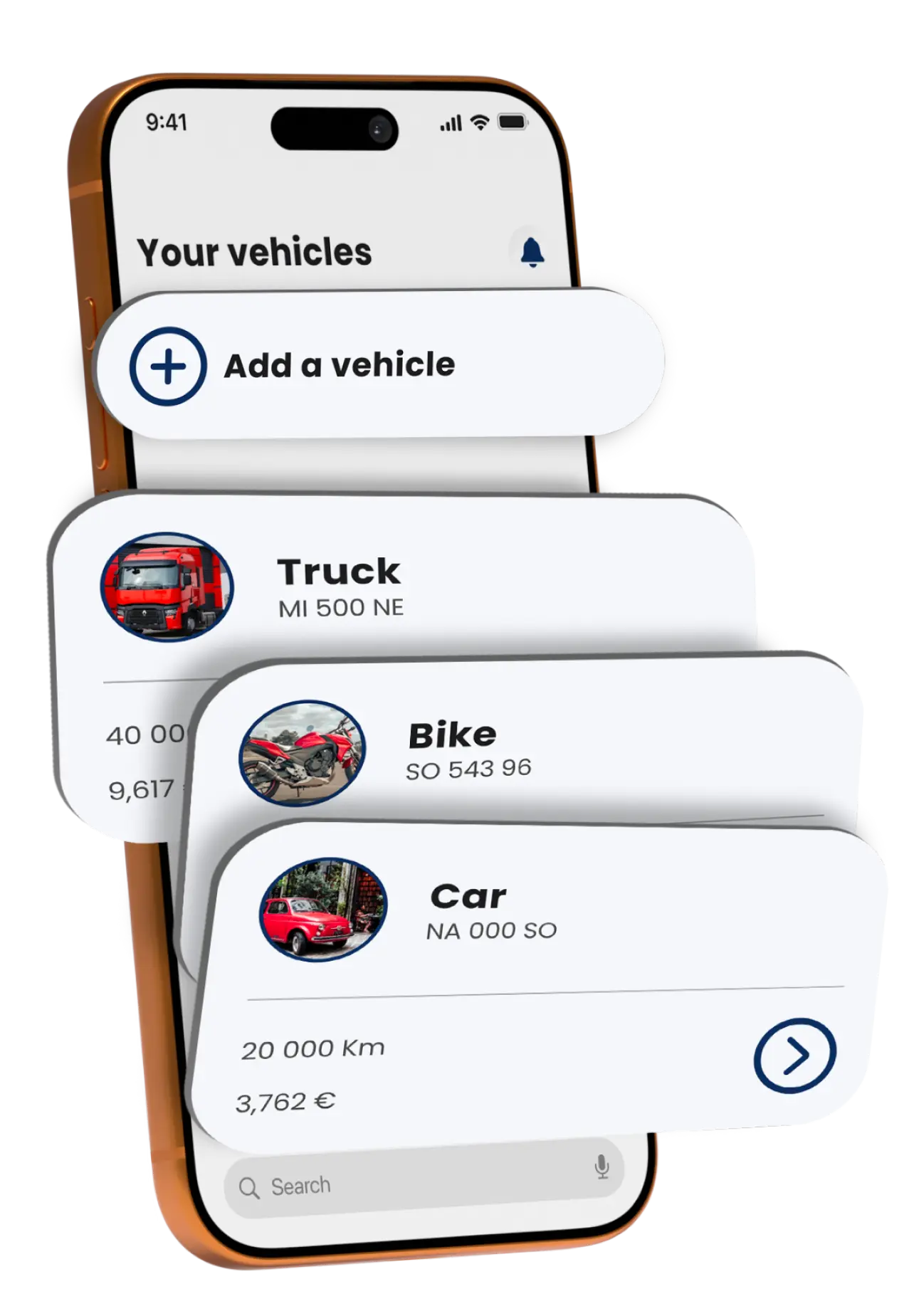 Schermate dell'app MotorLog su iPhone